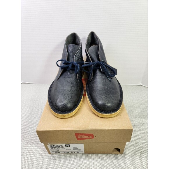 Clarks Originals 7.5 M Desert Boots Navy Blue Leather Chukka Crepe Soles 12780 main image 6